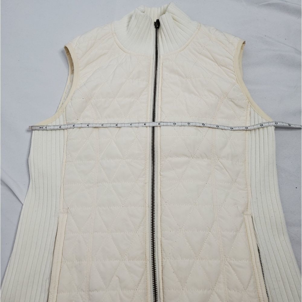 PRANA white vest quilted winter diva polyester sherpa lining S - Picture 11 of 14